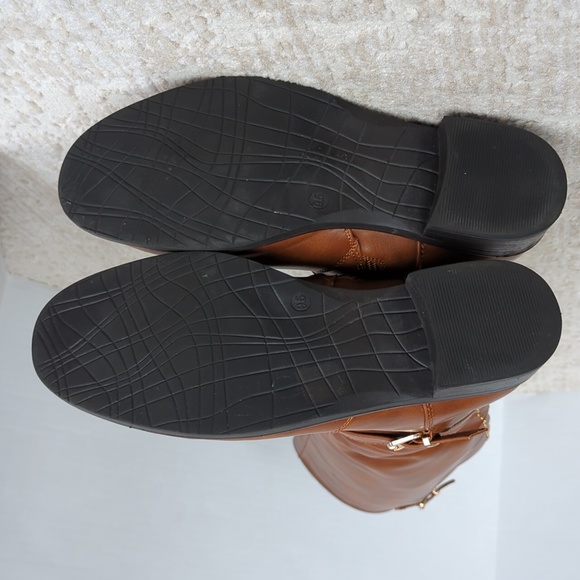 Dream Pairs Intruder-3 Stud Embellished Heeled Tall Boots 9.5 Brown Full Zipper - Picture 12 of 16